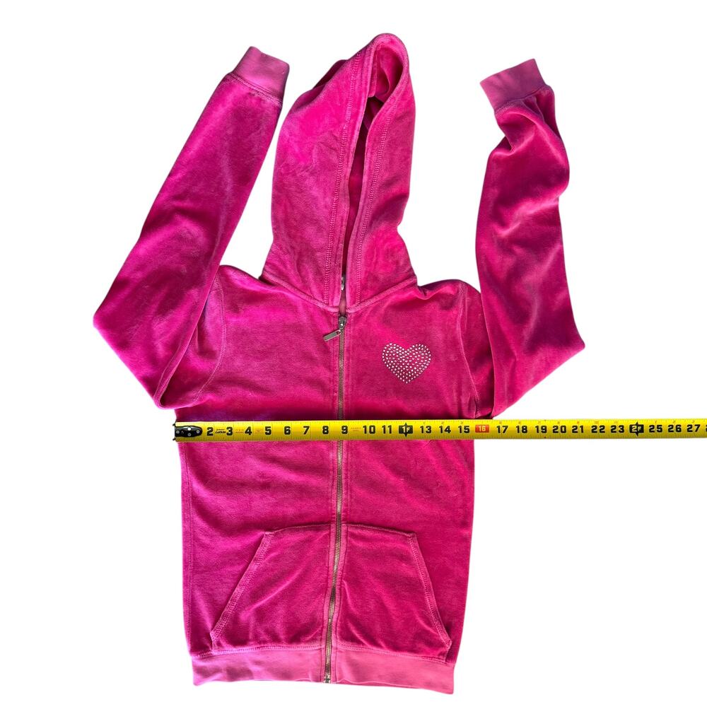 Vintage Ankh Y2K Hoodie Pink Velour Rhinestone Track Jacket Zip Up USA Bling - Picture 7 of 11